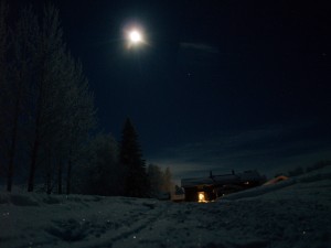 Winter mooon over the Guesthouse