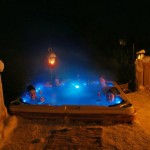 Guests in hot-tub at wardshuset, Kangos Lapland