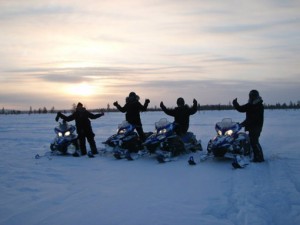 Guests on Snow mobile safari in Lapland