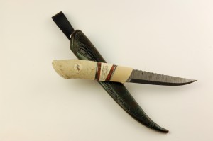 Stenvad Custom Knife reindeer horn leather sheet steel blade