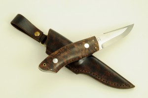 Stenvad Custom Knife reindeer horn brown leather sheet steel blade
