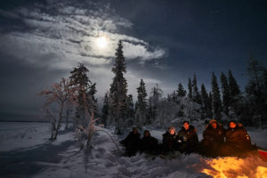 Northern lights campfire