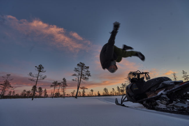 Front flip from snow mobile